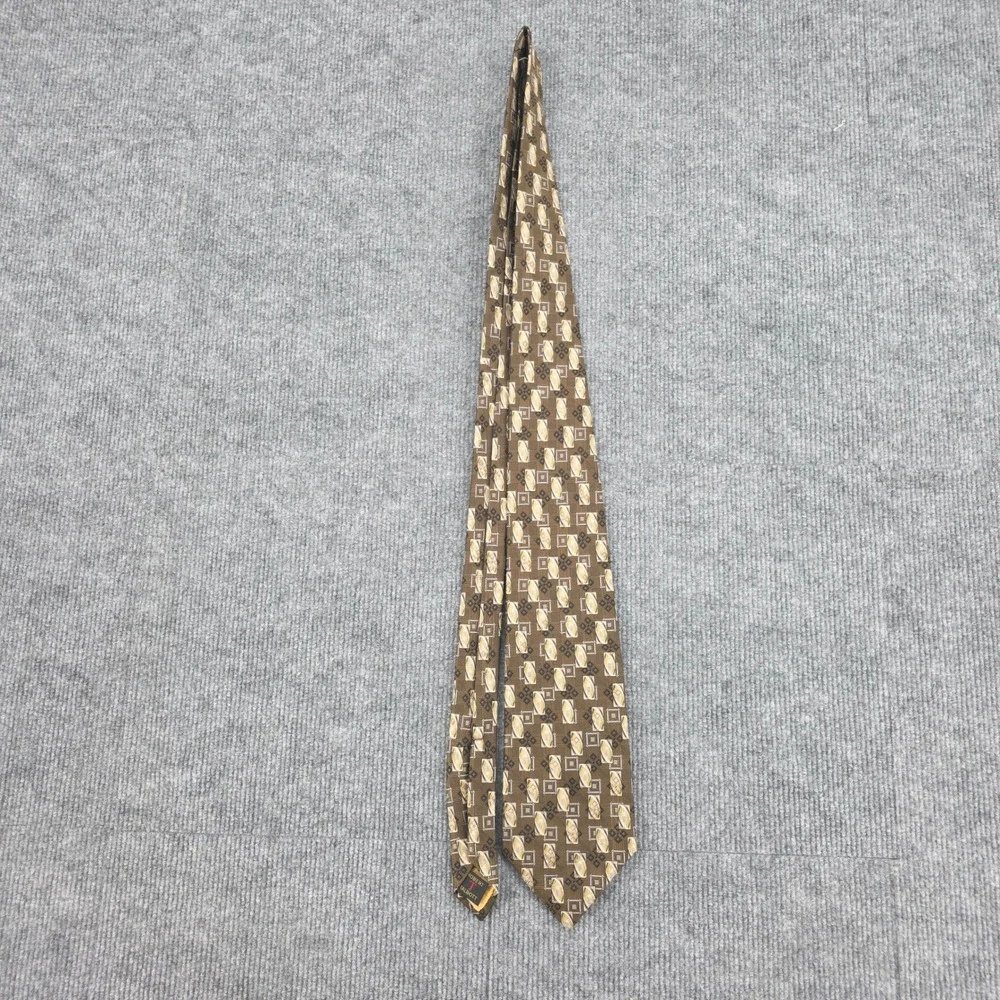 Robert Talbott Best of Class Nordstrom Silk Tie Olive Gold Geometric Hand Sewn